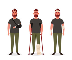 People with leg, arm, and other winter sports related injuries