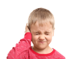 Young child holding his ear because he has swimmer’s ear that needs to be treated at AFC Urgent Care Norwalk