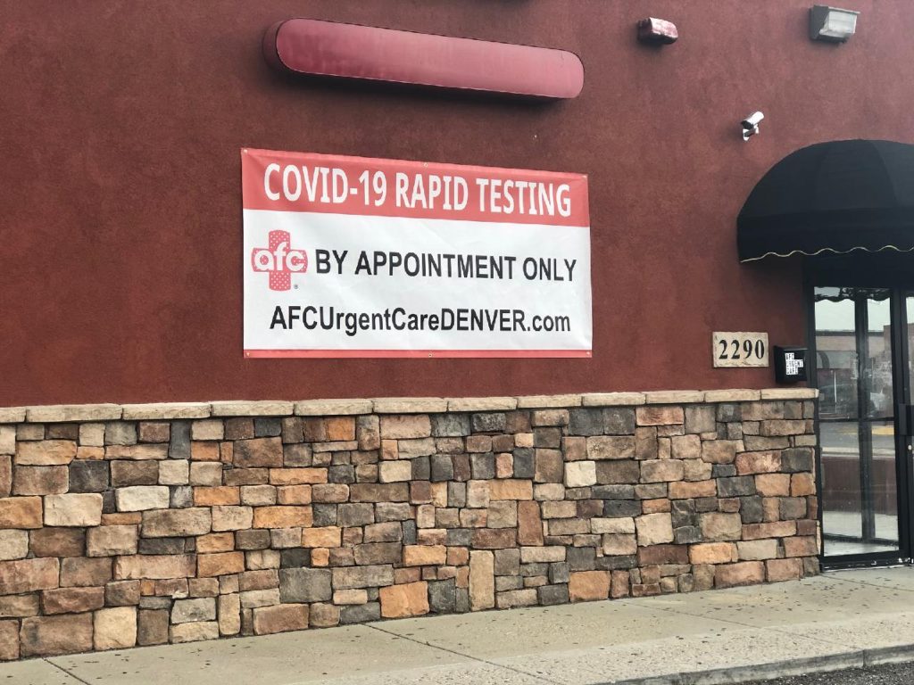 exterior COVID-19 rapid testing banner