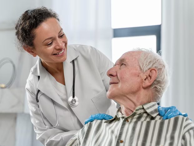 elderly patient getting medical attention