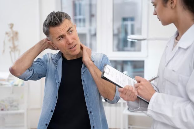 man getting treated for his concussion