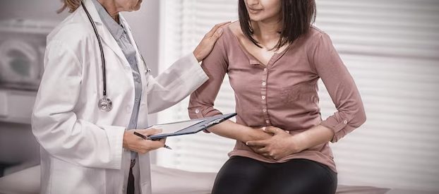 patient getting treated for her digestive problems