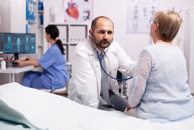 elderly patient getting medical care