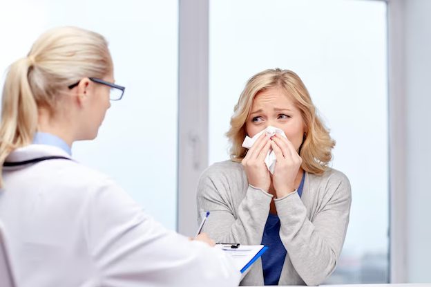 woman getting medical attention for her sinus infection
