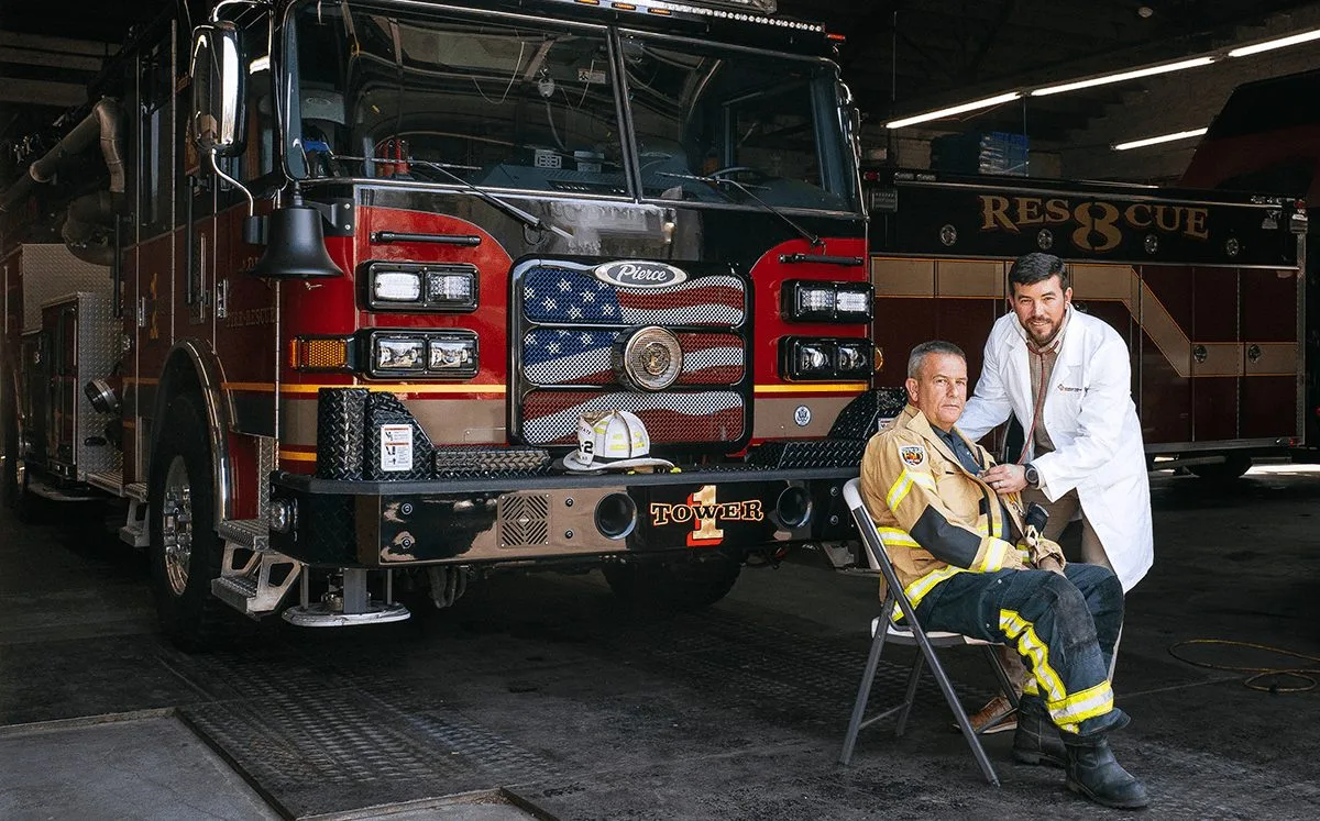 medical provider treating a fire fighter patient